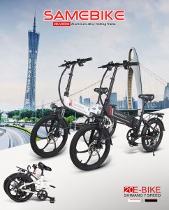 Samebike 20LVXD30 Smart Folding Electric Moped Bike E-bike 350W 35km Per Hour - Black with EU Plug Poland